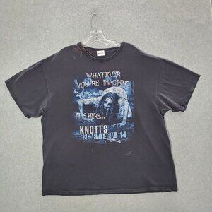 Knotts Scary Farm Men Shirt XL Black Whatever You're Imagining It's Here 2014 RE